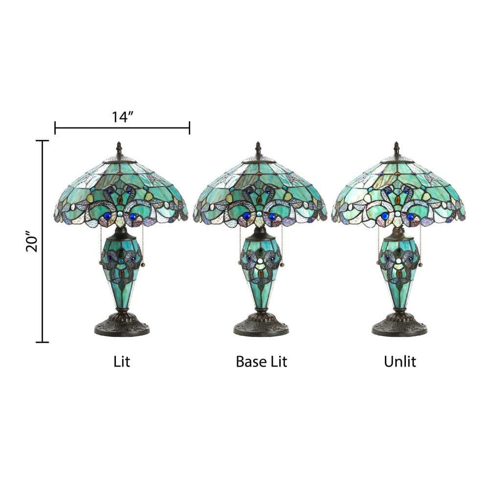 Harlow 20" Green Stained Glass Dome Accent Lamp