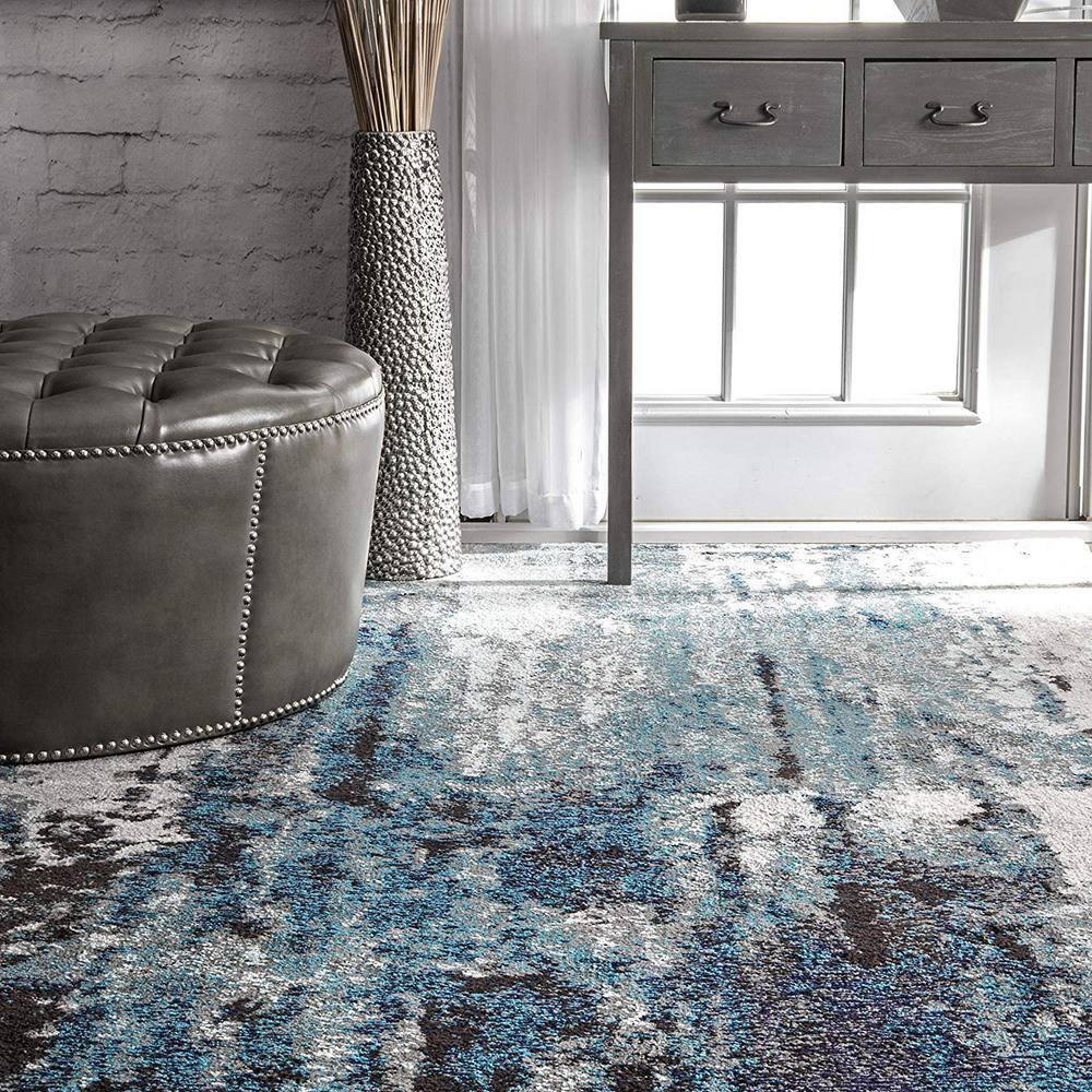 Nuloom Haydee Abstract 5 Round Indoor Area Rug for Living Room Bedroom Dining Room Kitchen, Teal/Ivory