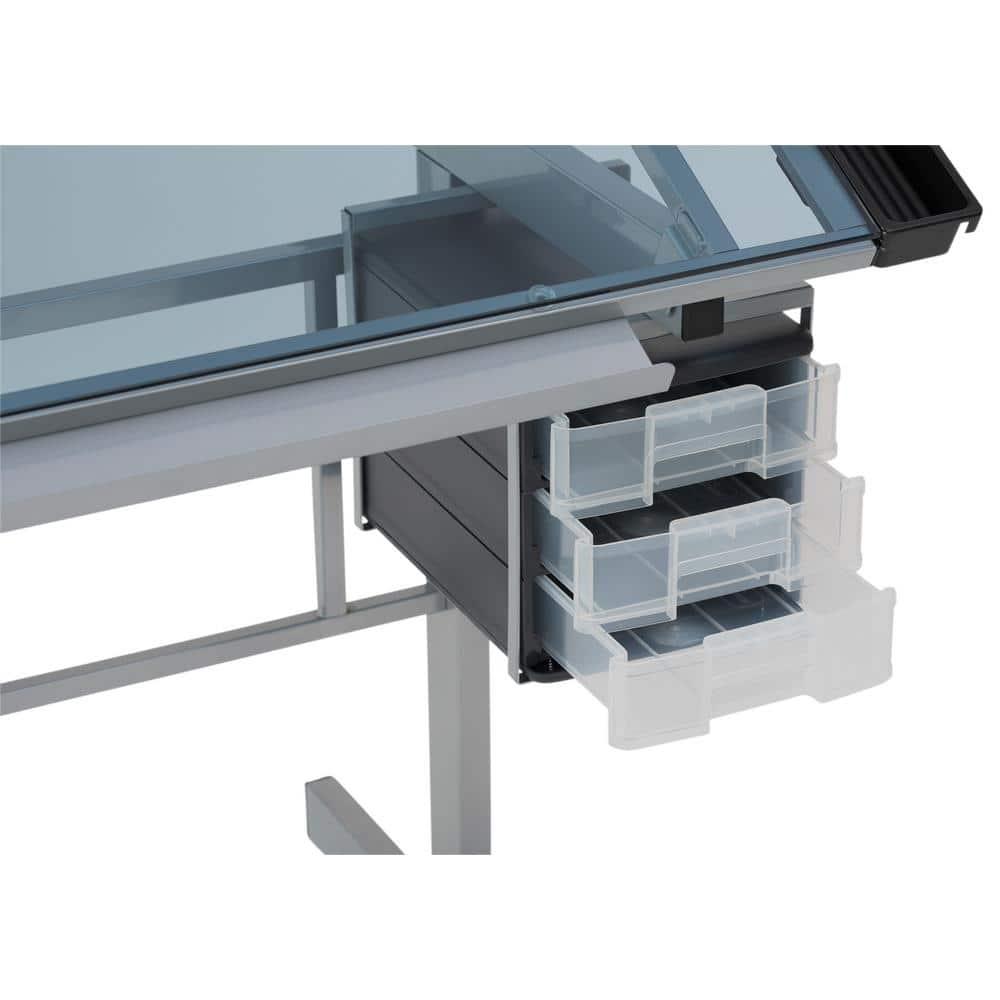 Inbox Zero Craddock Adjustable Glass Top Metal Base Drafting Table