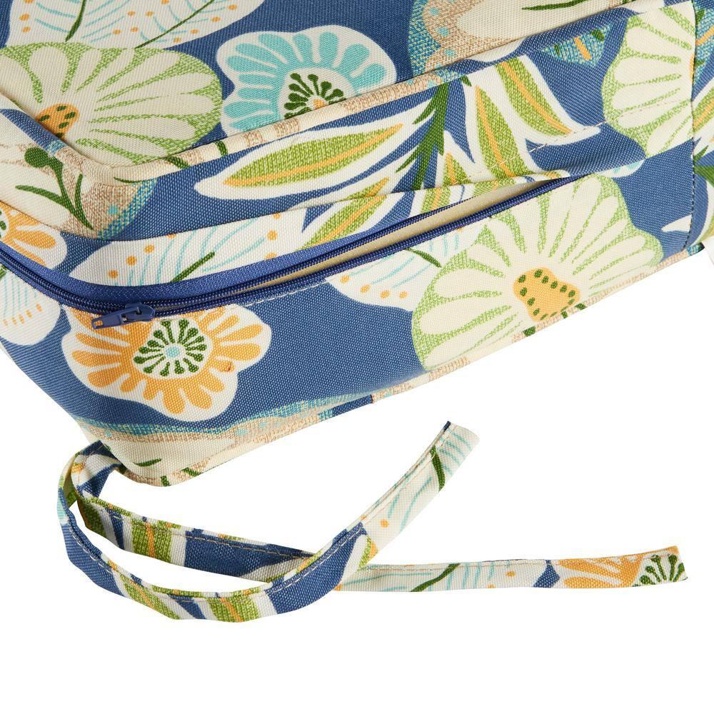 Greendale Home Fashions 2-Piece Marlow Blue Floral 24"W Premium Deep Seat Cushion Set