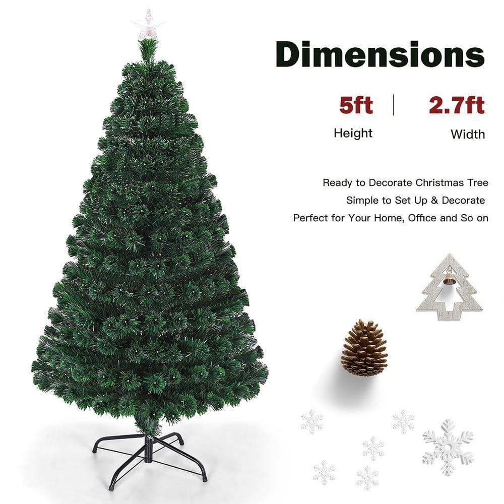Costway 5ft Pre-Lit Christmas Tree Fiber Optic Multicolor LED Lights