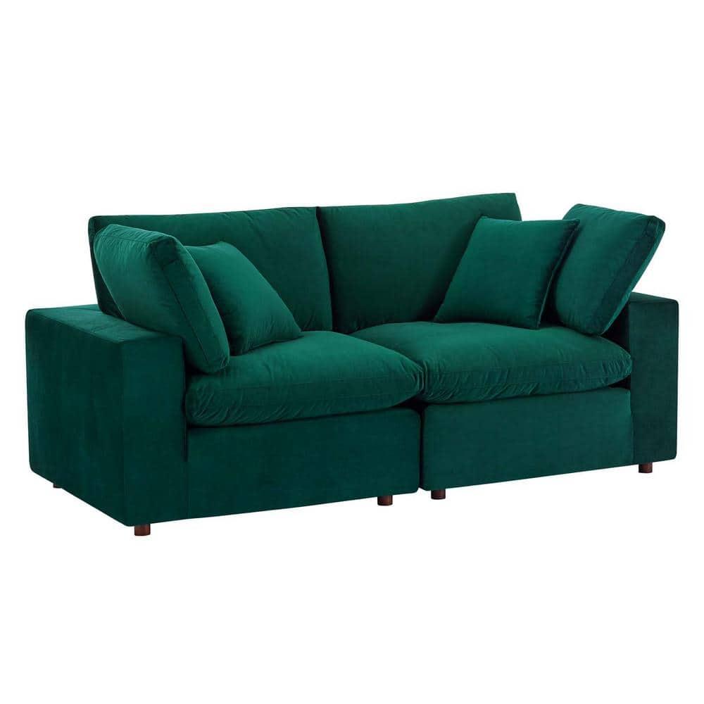 Modway Commix Down Filled Overstuffed Performance Velvet Loveseat in Green