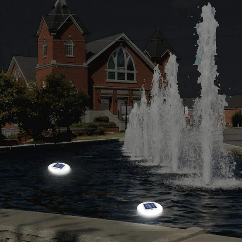 Solar Powered Integrated LED Outdoor Floating Pool Light (Set of 2)