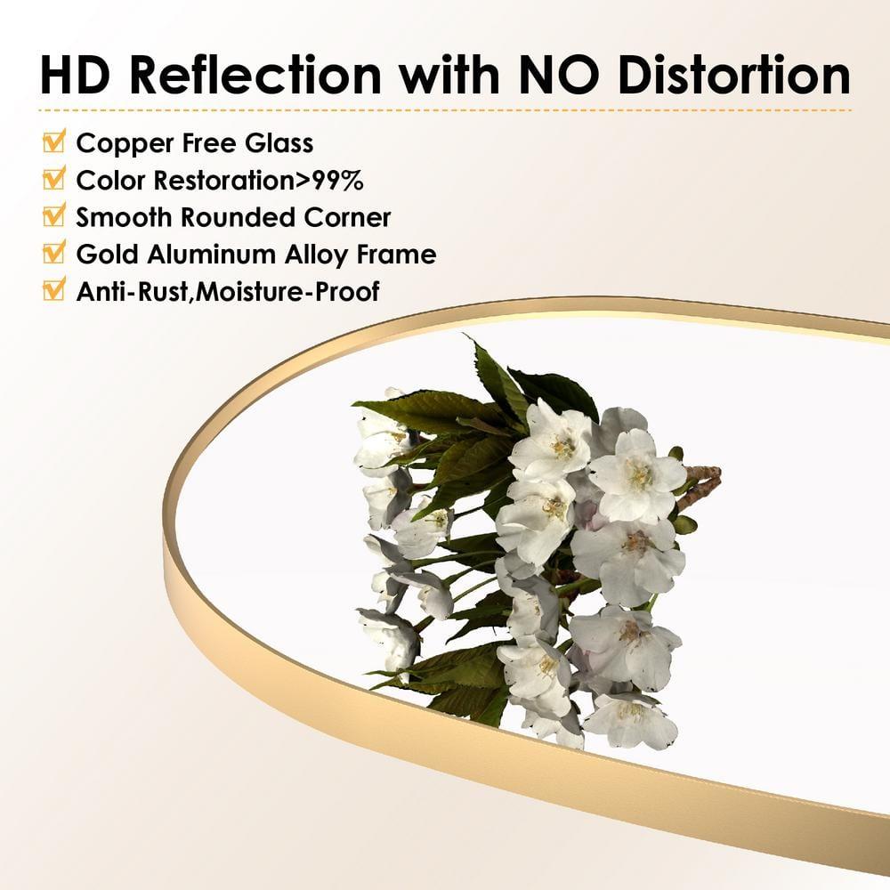 24x36 inch Oval Mirror, Brushed Gold Oval Wall Mirror, Metal Frame Pill Mirror, Gold Bathroom Mirrors for Over Sink, Entryway, Bedroom, Living Room(Horizontally or Vertically)