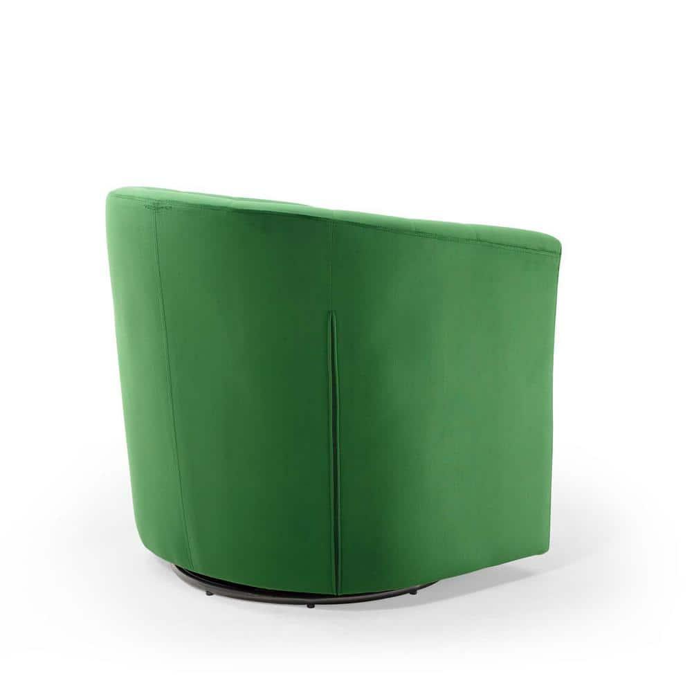 Modway Prospect Tufted Performance Velvet Swivel Armchair Emerald : Luxurious Upholstered Accent Chair with Wood Frame