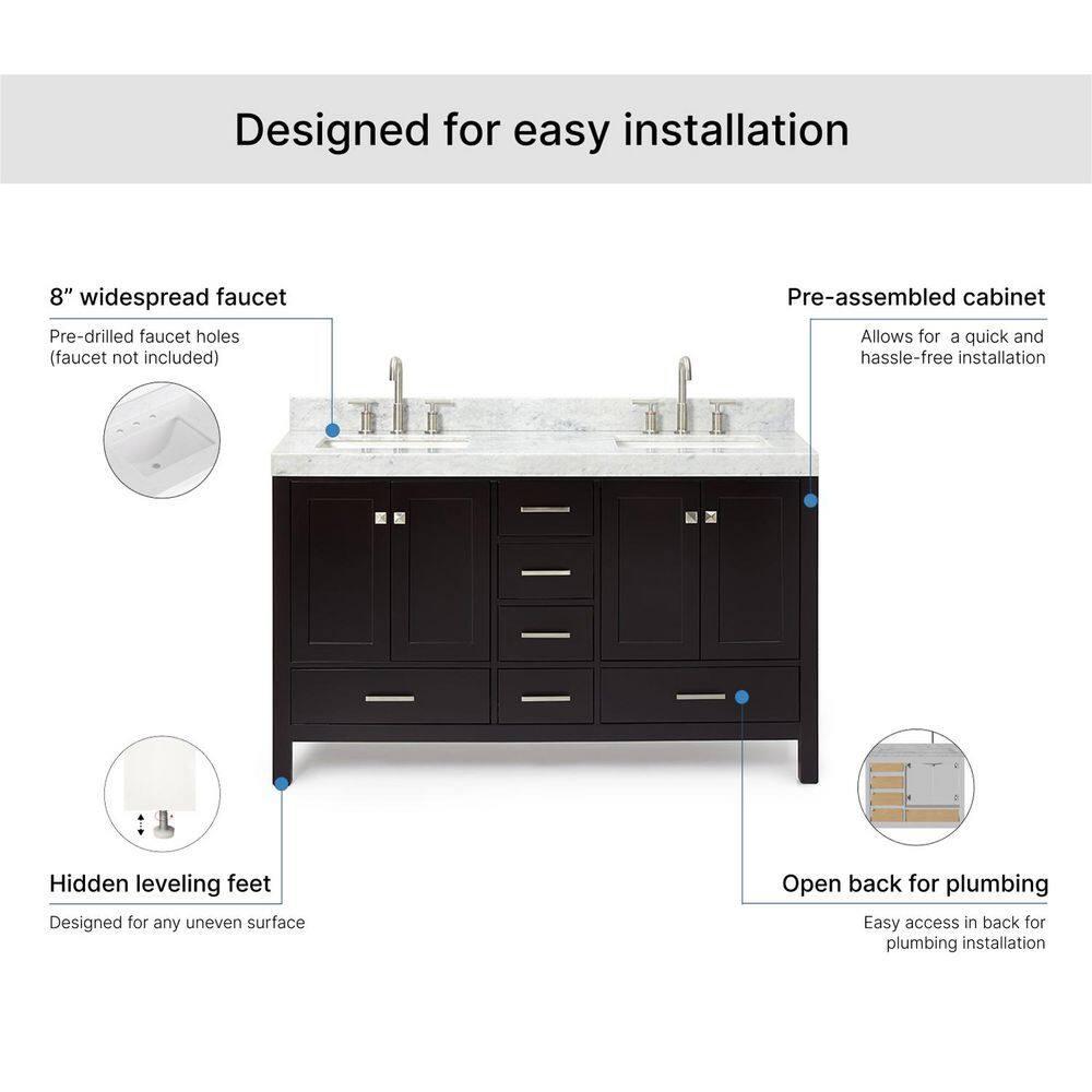 Cambridge Double Bathroom Vanity with Carrara Marble Top