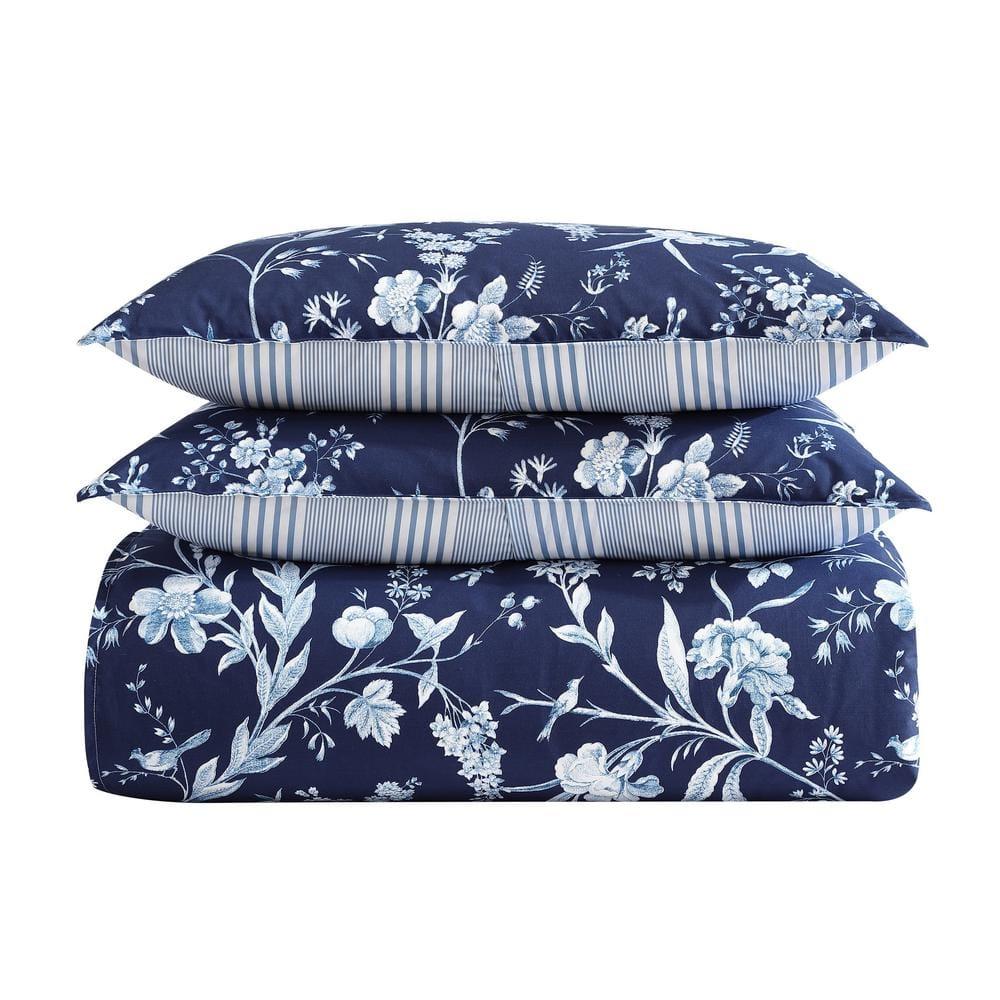 Laura Ashley Branch Toile Cotton Blue Duvet Cover Bonus Set