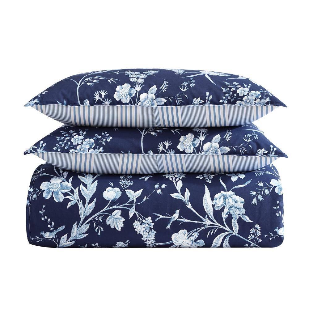Laura Ashley Branch Toile Cotton Blue Duvet Cover Bonus Set