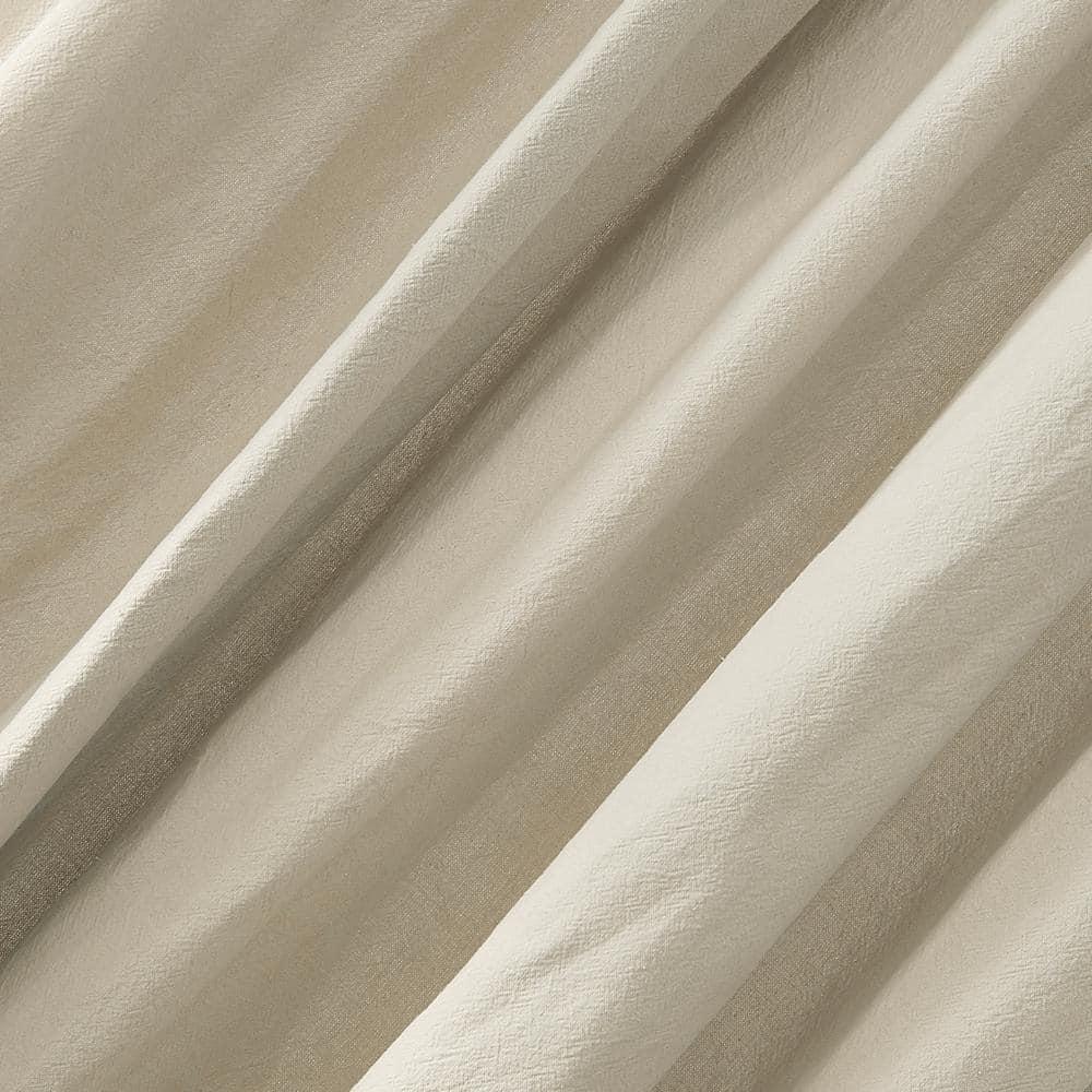 52"X63" Archaeo Light Filtering Washed Cotton Twist Tab Curtain Panel Oat: Modern Window Treatment, Machine Washable