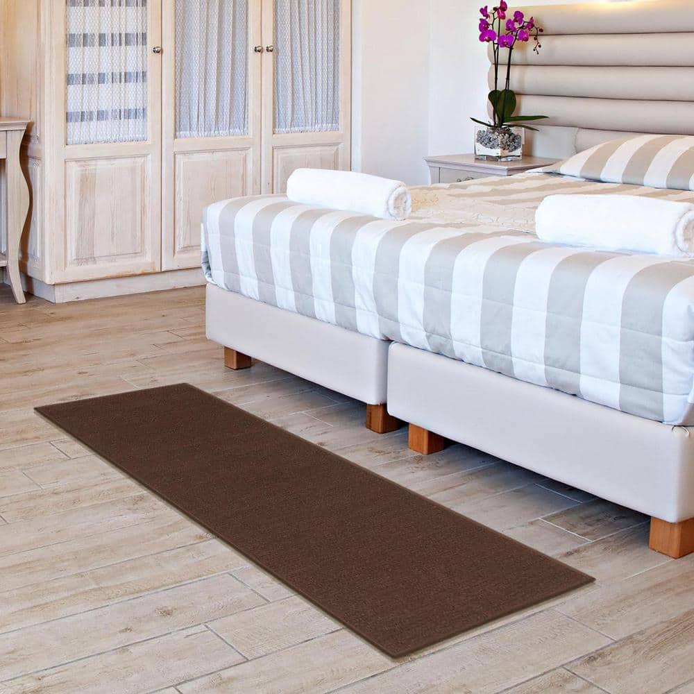 Ottomanson Non-Slip Hallway Runner Rug 2x6 Rubberback Solid Indoor Rug, 2'2" x 6', Brown