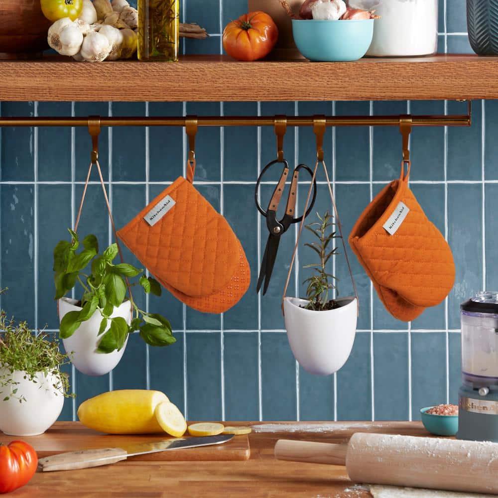 KITCHENAID Asteroid Mini Oven Mitt 2-Pack Set, Honey Orange, 5.5"x8"