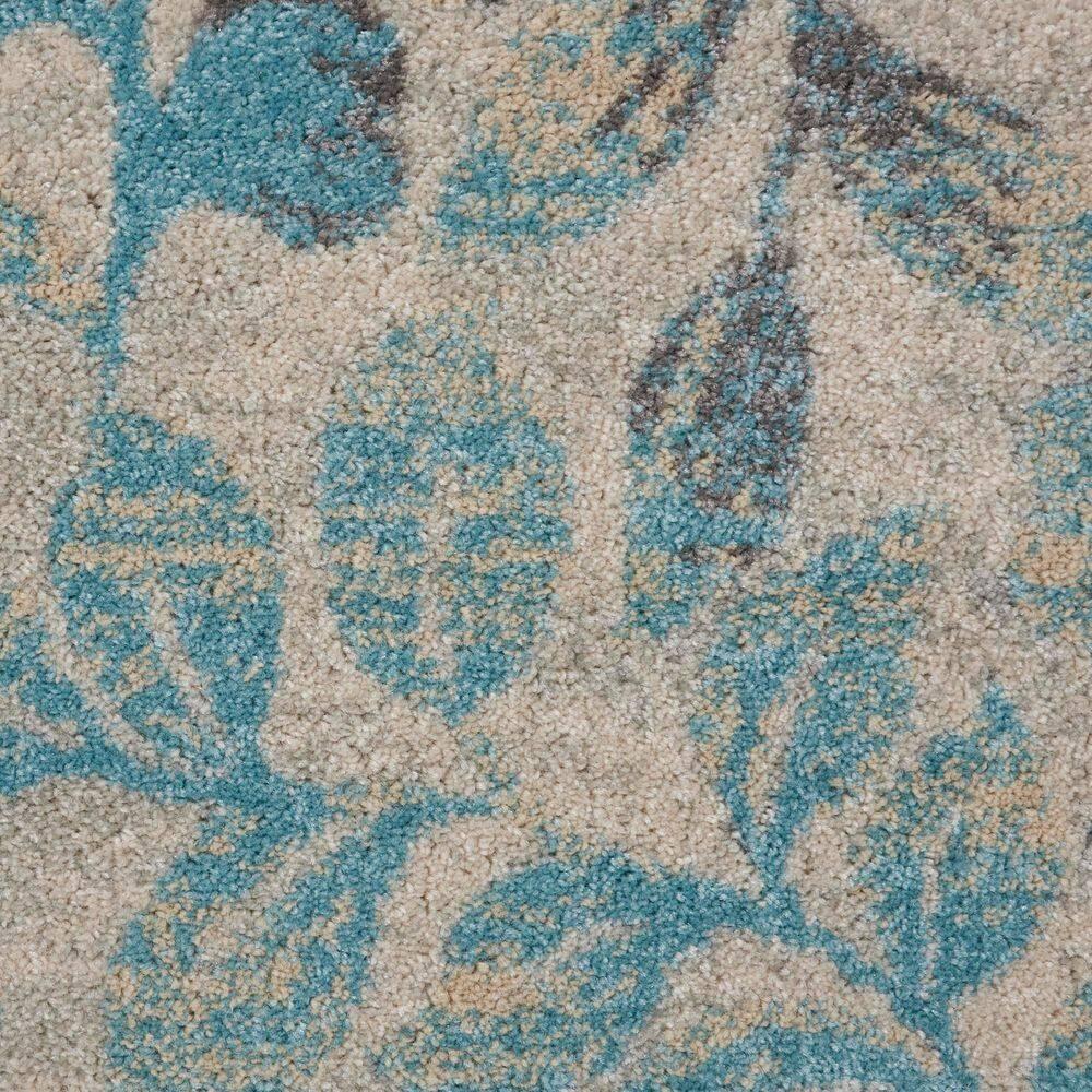 Nourison Tranquil 2' X 4' Ivory/Turquoise Area Rug Contemporary Botanical Vine and Bloom by Nourison