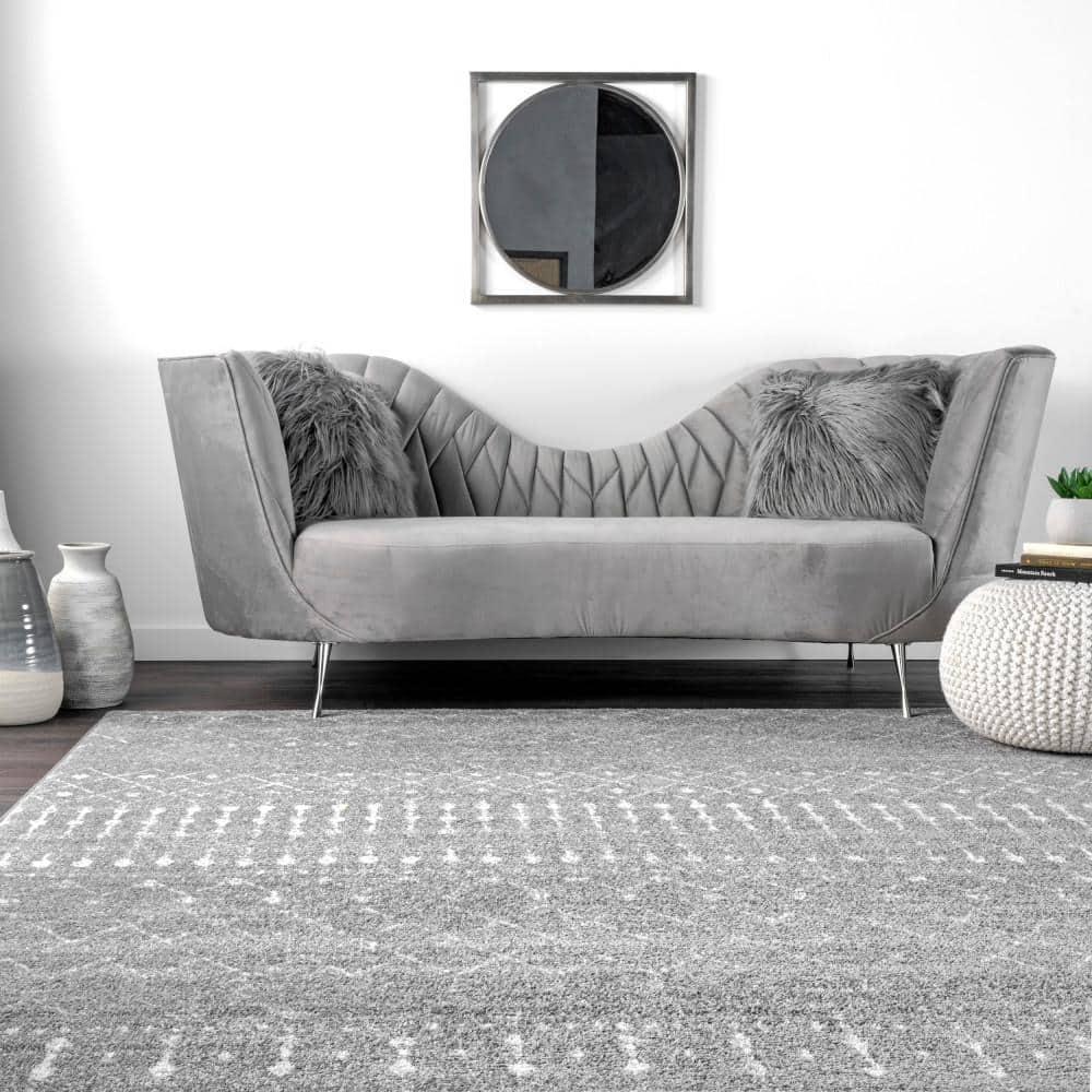 Nuloom 10 Square Moroccan Blythe Indoor Area Rug, Dark Grey, Faded Bohemian Design, Stain Resistant, BedroomLiving Room, Kitchen,
