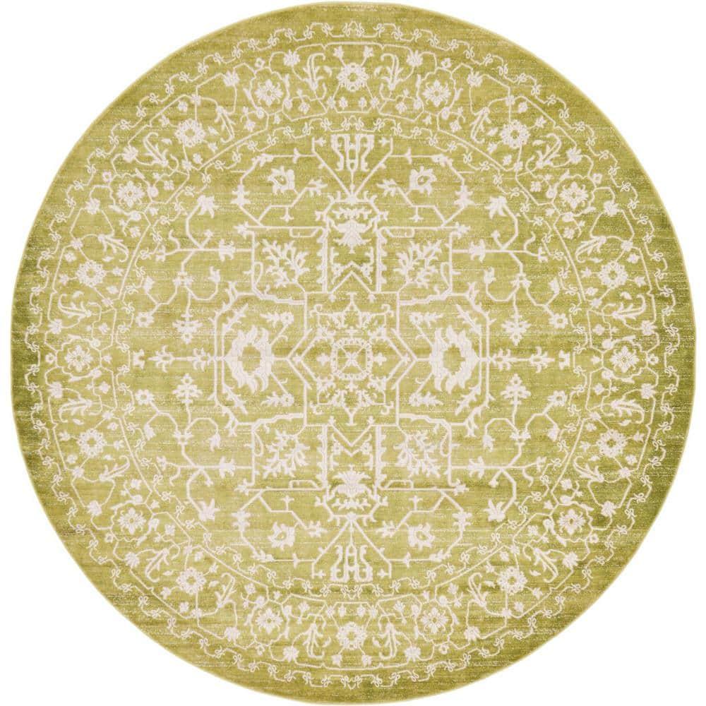 Unique Loom New Classical Collection Area Rug - Olympia (8'  Round Light Green/Ivory)