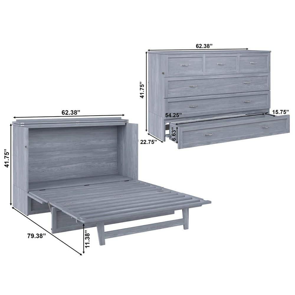 Deerfield Murphy Bed Chest Queen Driftwood with Charging Station