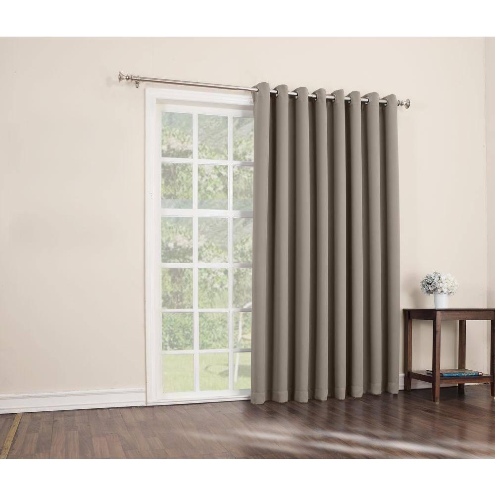100"x84" Sun Zero Blackout Kenneth Extra-Wide Grommet Sliding Patio Door Curtain Panel Stone: Energy Efficient, Noise Reduction