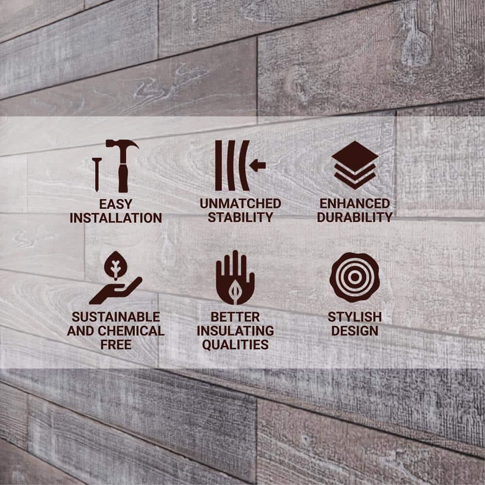 Thermo-Treated 1/4 in. x 5 in. x 4 ft. Barn Wood Wall Planks (10 sq. ft. 6-Pack)