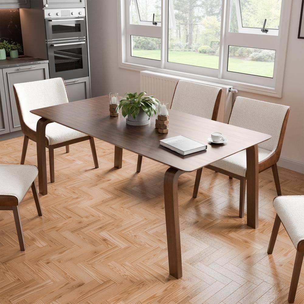 HOMES: Inside + Out 71" Forest Wisp Mid-Century Modern Rectangle Dining Table Seats 6 Walnut