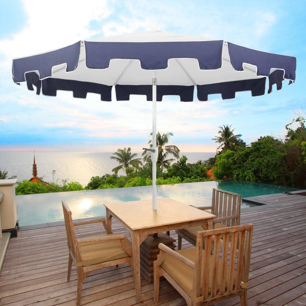 Arlmont & Co. Taveon 9 ft. Classic MidCentury Market Patio Umbrella with UV Protection, Auto-Tilt, and Crank