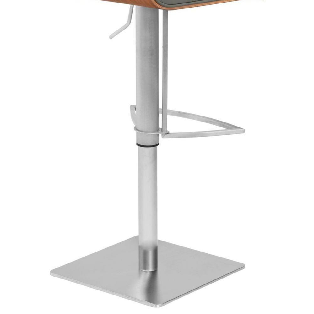 Cafa Adjustable Swivel Walnut Wood and Stainless Steel Metal Bar Stool