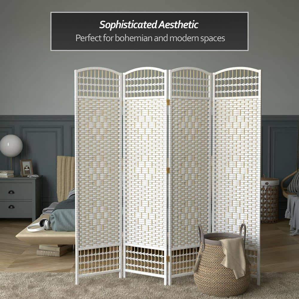 5 1/2 ft. Tall Fiber Weave Room Divider - White (4 Panels)