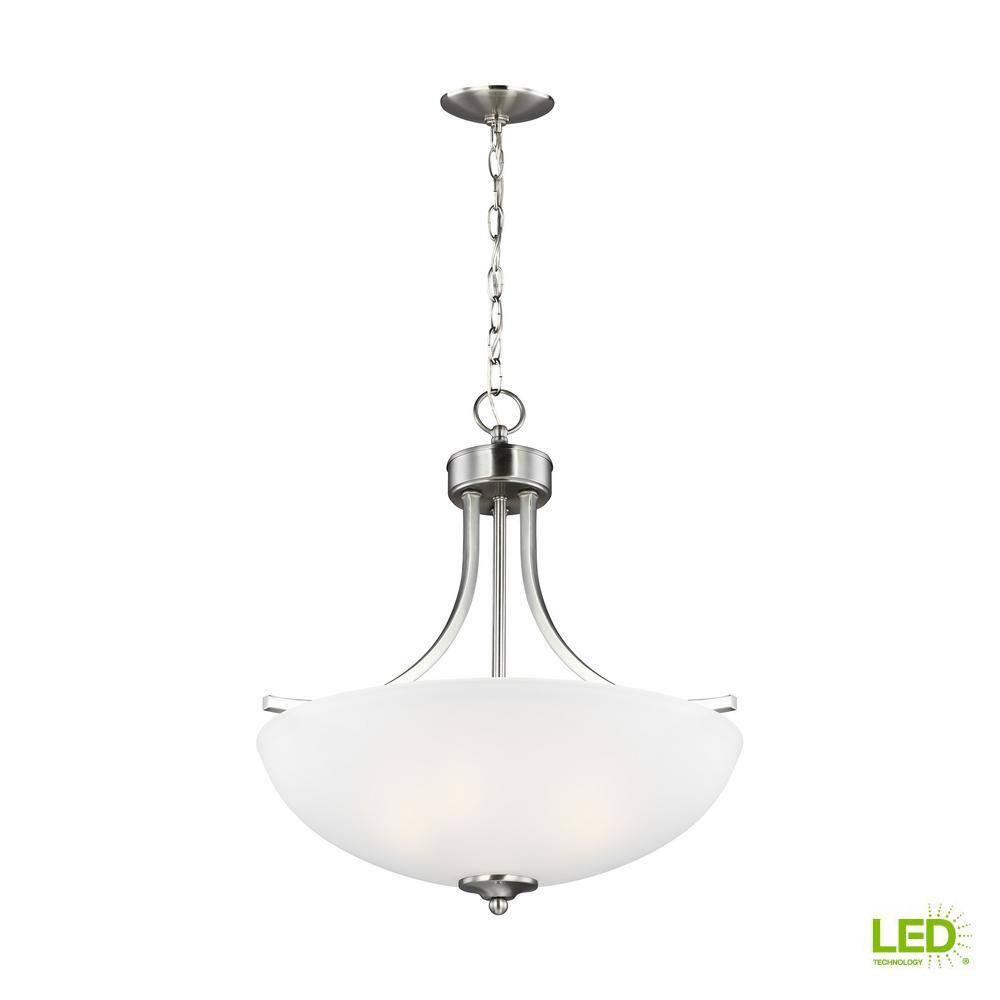 Geary 18" Brushed Nickel LED Pendant with Satin Etched Glass