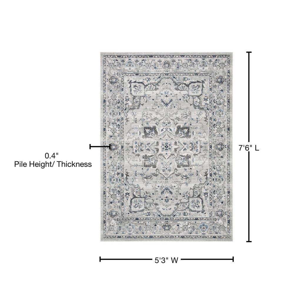 Charleston CHL411 Loomed Indoor Area Rug - Grey/Dark Grey - 5'3"x7'6" - Safavieh
