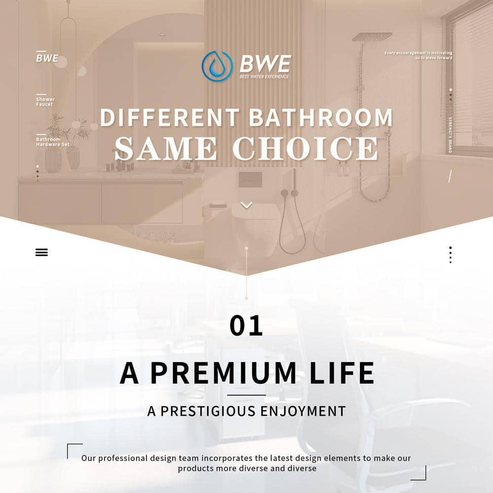 BWE 24 In. Modern Square Wall Mounted Single Bathroom Towel Bar Holder Rack Bath Accessories Hanger