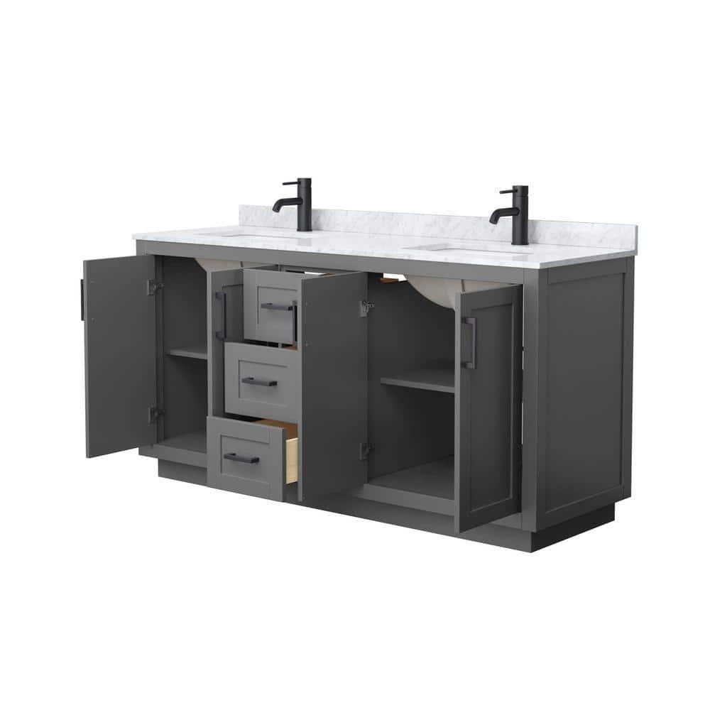 Wyndham Collection Miranda 66" Freestanding Double Bathroom Vanity with Marble Top | Wayfair