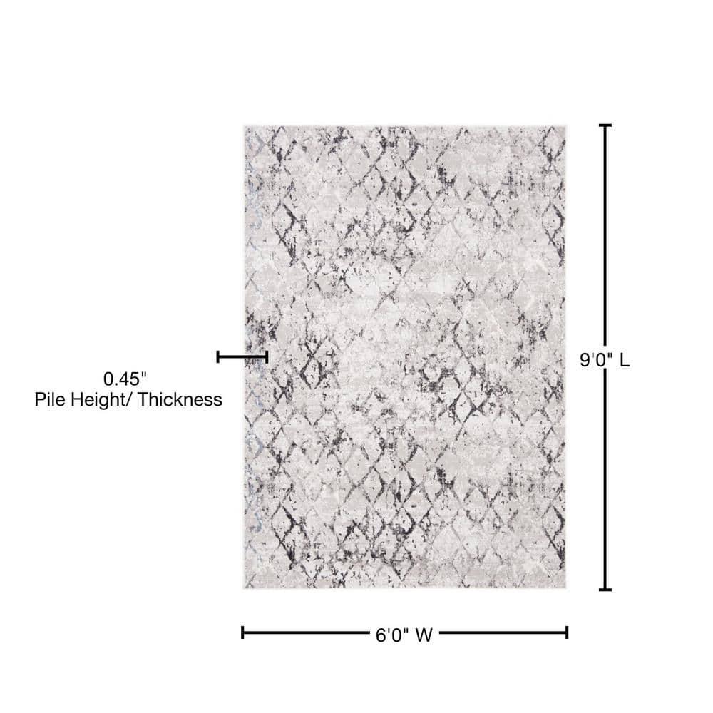 Amelia ALA783 Power Loomed Area Rug  - Grey/Light Grey - 6'x9' - Safavieh.