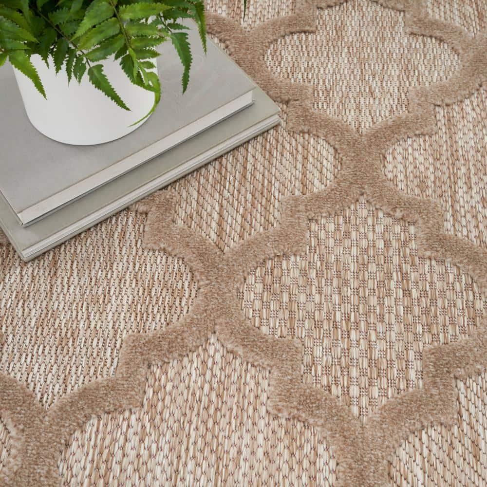 Nourison Easy Care Trellis Flatweave Indoor Outdoor Area Rug 6' x 9' Natural Beige
