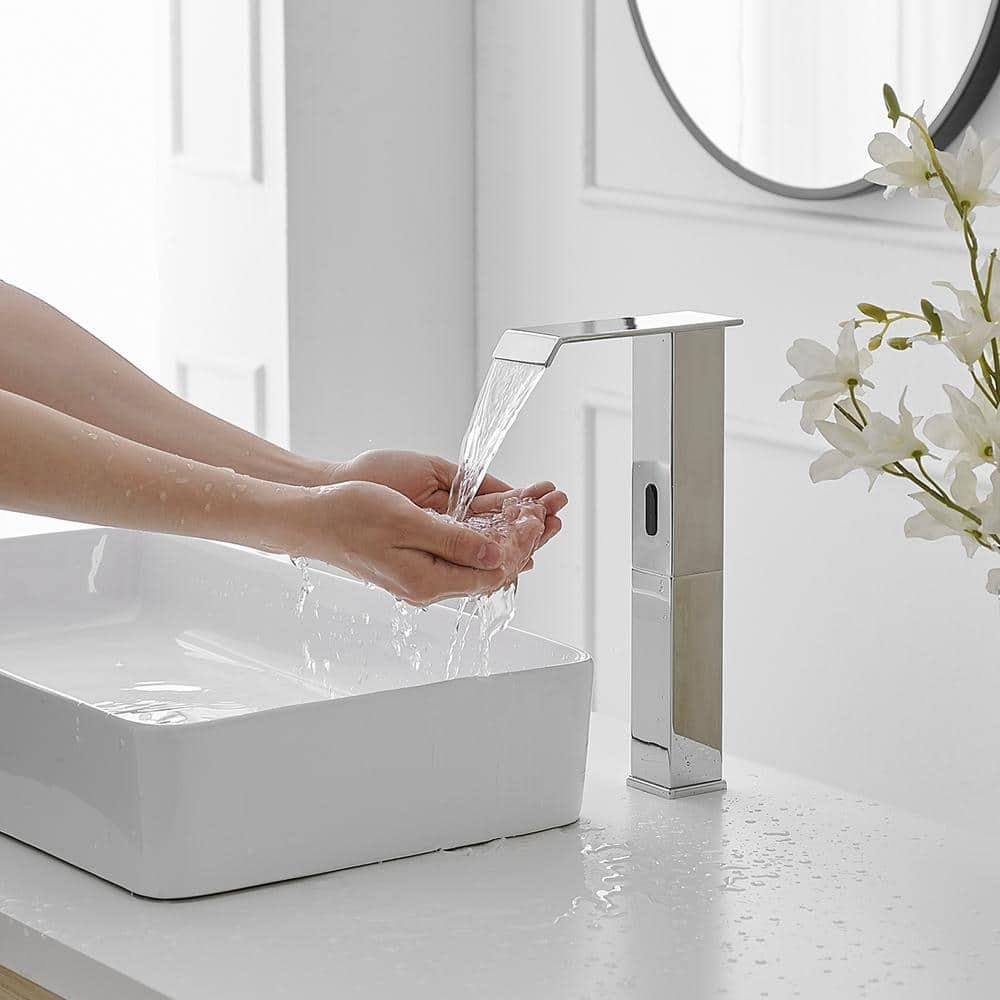 BWE DC Automatic Sensor Touchless Vessel Sink Faucet Single Hole Bathroom Faucet with Pop Up Drain