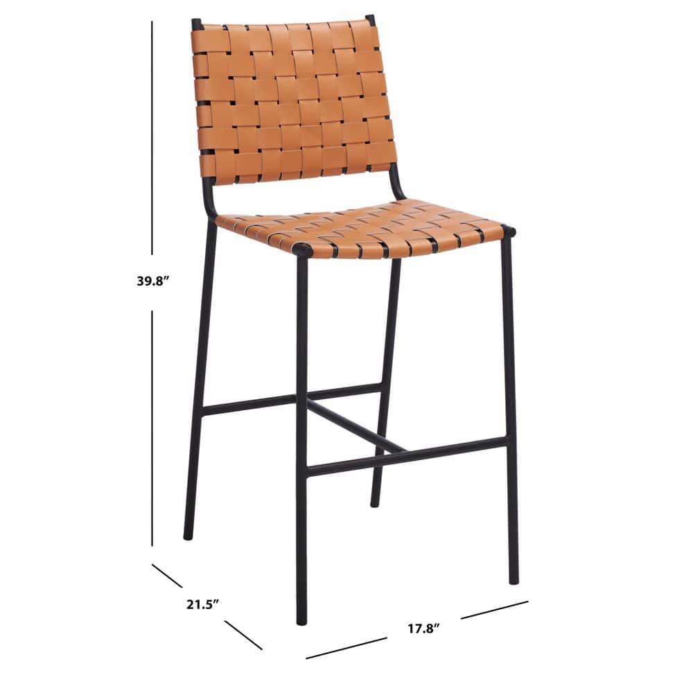 Olenna Woven Counter Stool - BST3011 - Cognac/Black - Safavieh