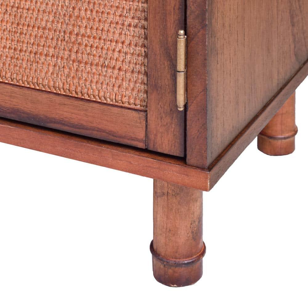 Hopper Studio Hopper Studio Delancey Solid Wood 2-Door Rattan Cabinet, Stylish Accent Piece