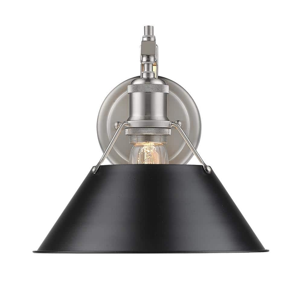 Golden Lighting Orwell 1-Light Wall Sconce in Pewter with Black