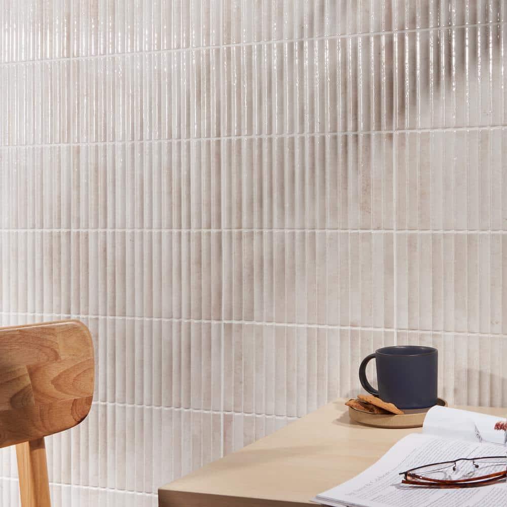 Canu 5.9 In. x 11.81 In. Polished Fluted Ceramic Subway Wall Tile (9.68 Sq. Ft. / Case)