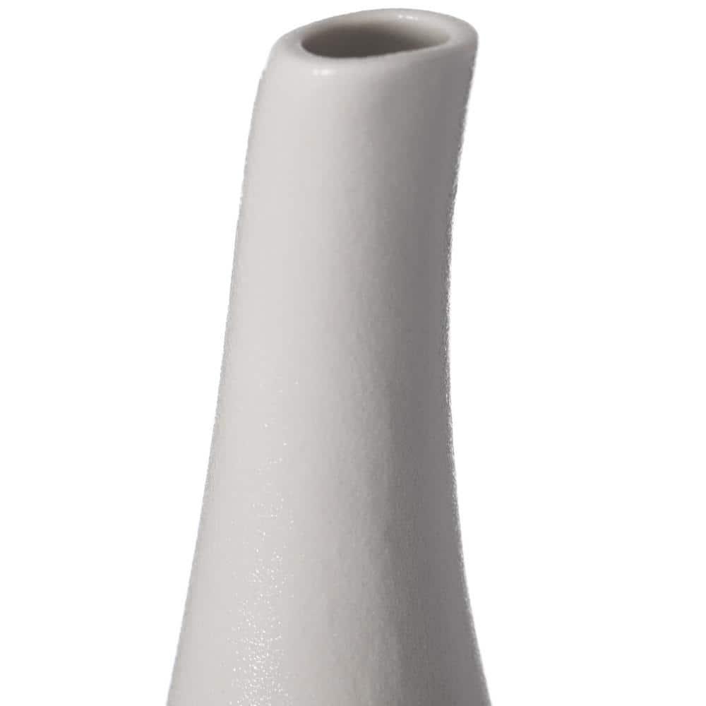 Uniquewise White Contemporary Unique Teardrop Shaped Ceramic Table Vase Flower Holder,12.5 Inch