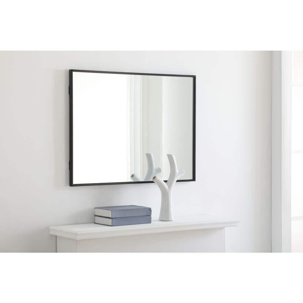 Elegant Lighting Metal Frame Square Mirror 24 inch in Black
