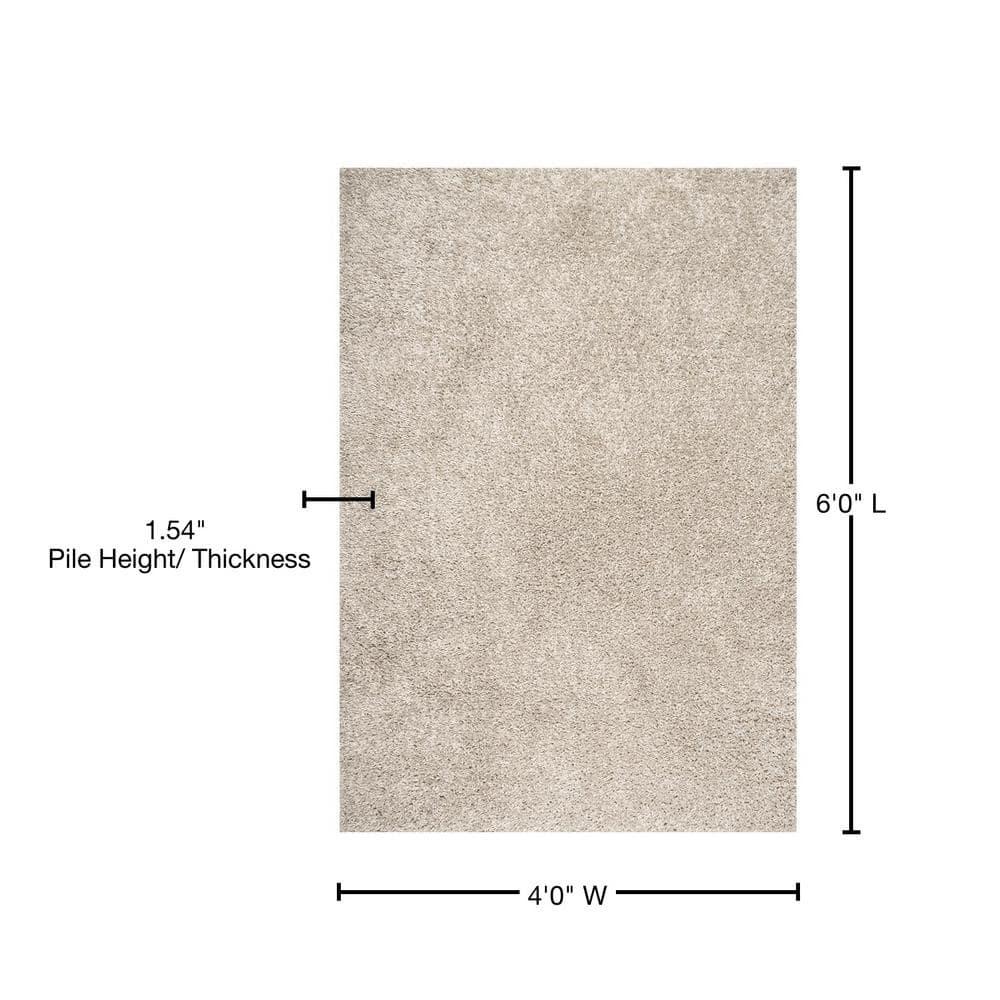 Nuloom Kara Solid 4x6 Shag Indoor Area Rug for Living Room Bedroom Dining Room Nursery, Beige