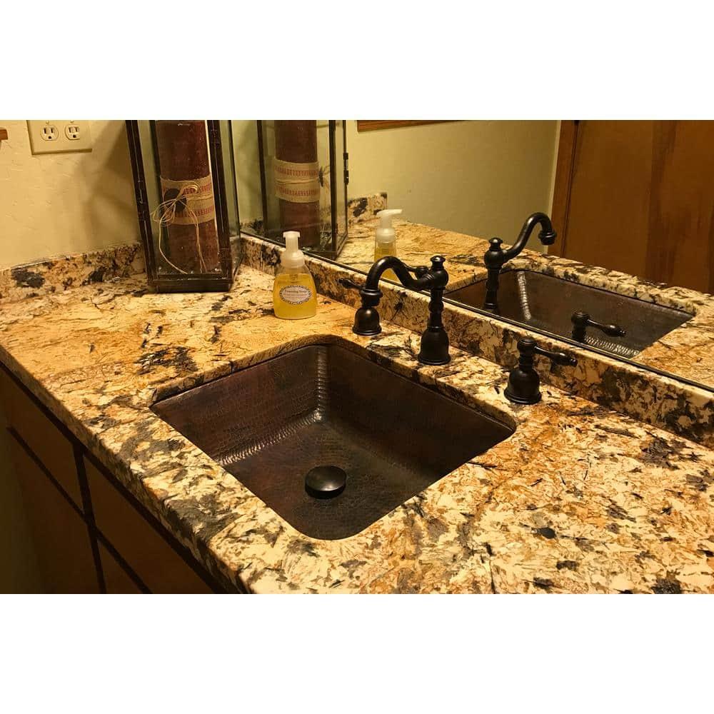 19" Rectangle Under Counter Hammered Copper Bathroom Sink