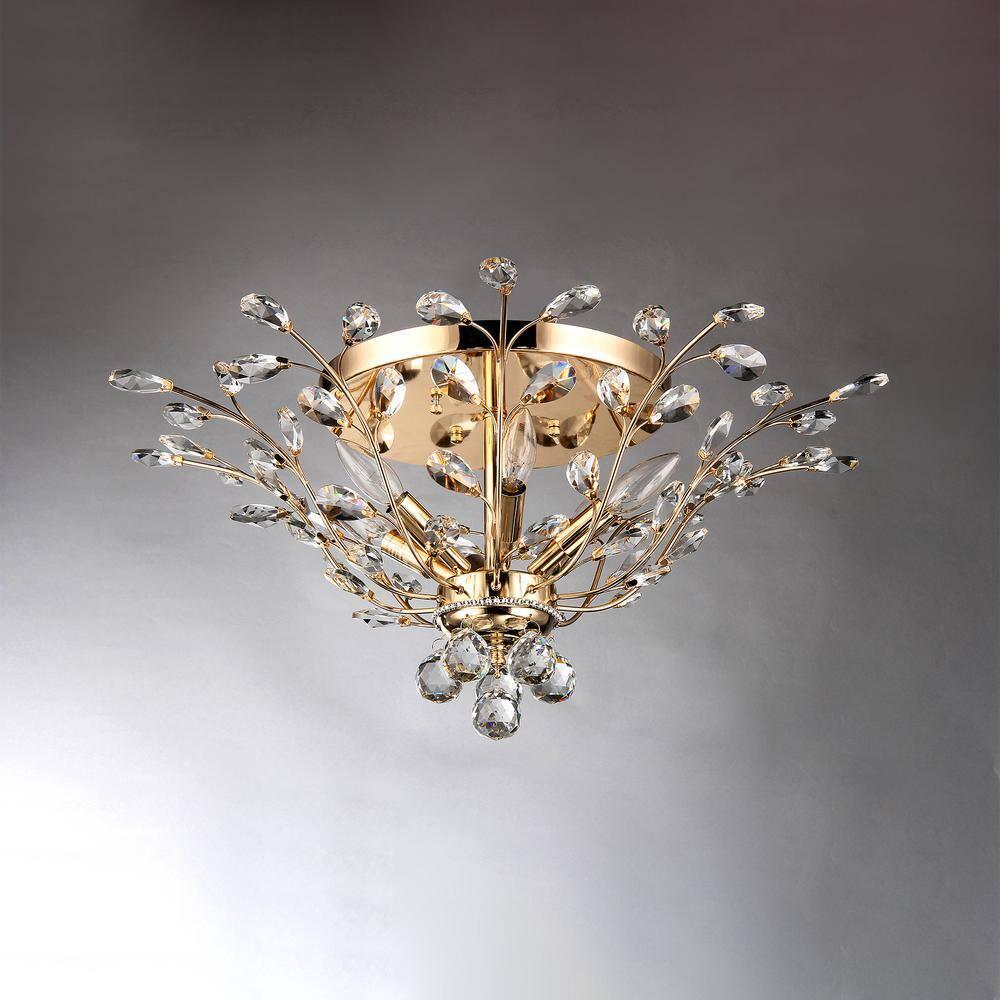 Warehouse of Tiffany Ava 6-light Gold 27-inch Crystal Flush Mount