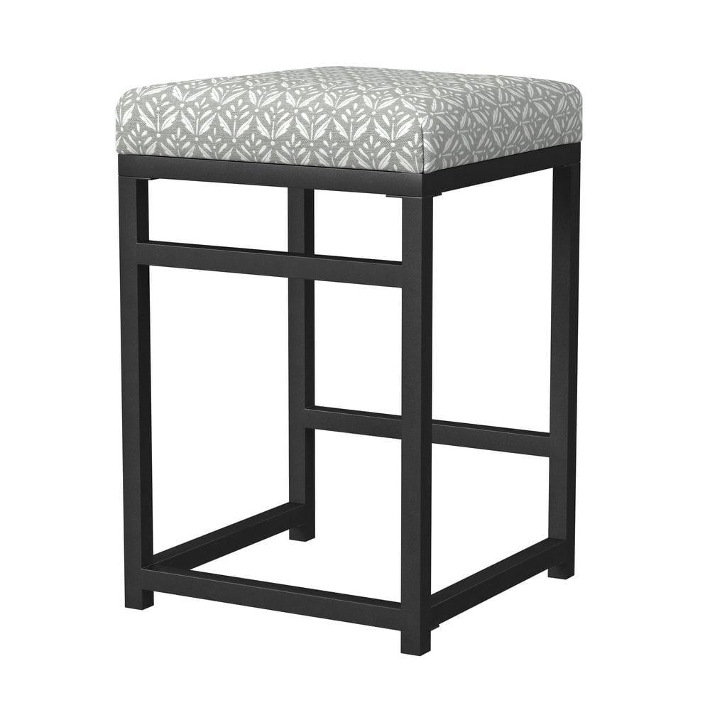 24" Open Back Metal Counter Height Barstool Gray - HomePop: Kitchen Island Seating, Industrial Design