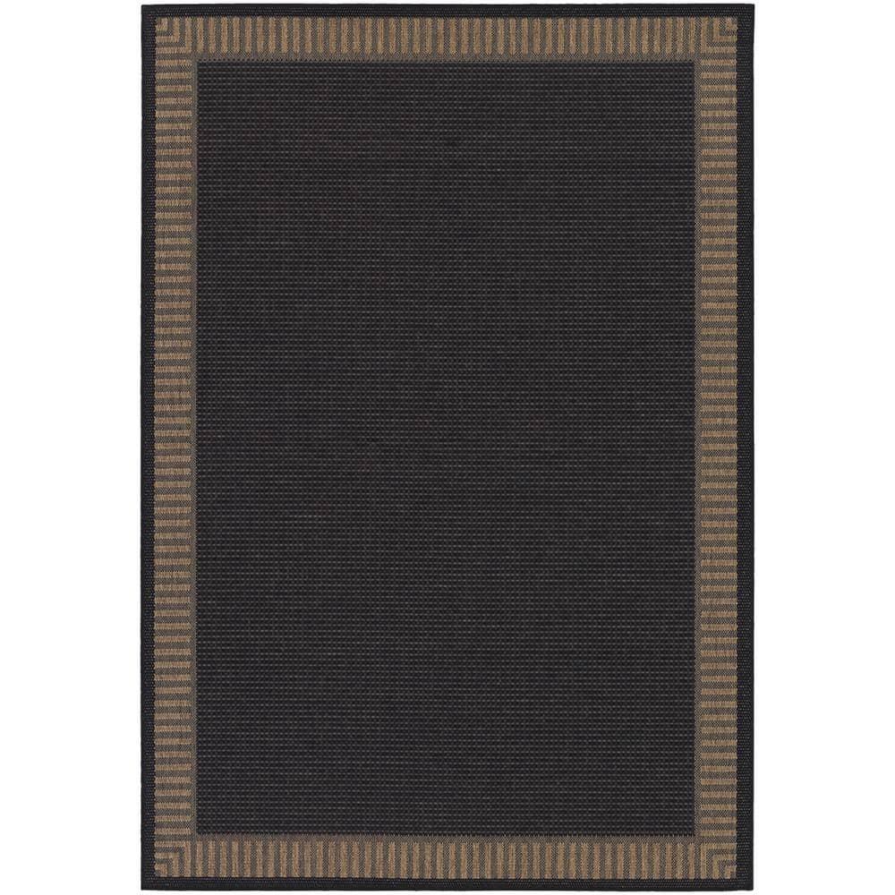 Black Synthetic Flat Woven Reversible Area Rug 70" x 110"