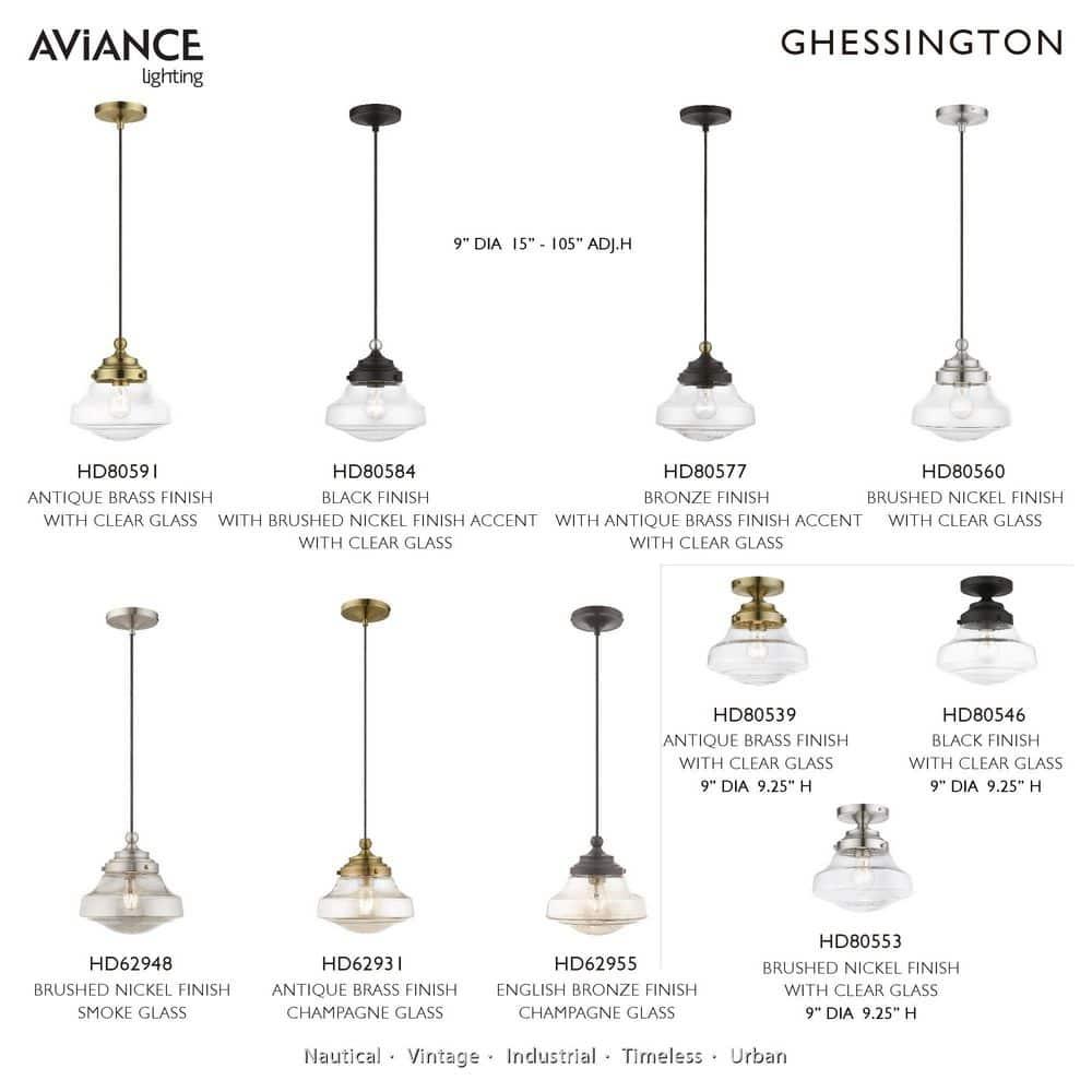 Livex Lighting Avondale 1 - Light Pendant in  Antique Brass
