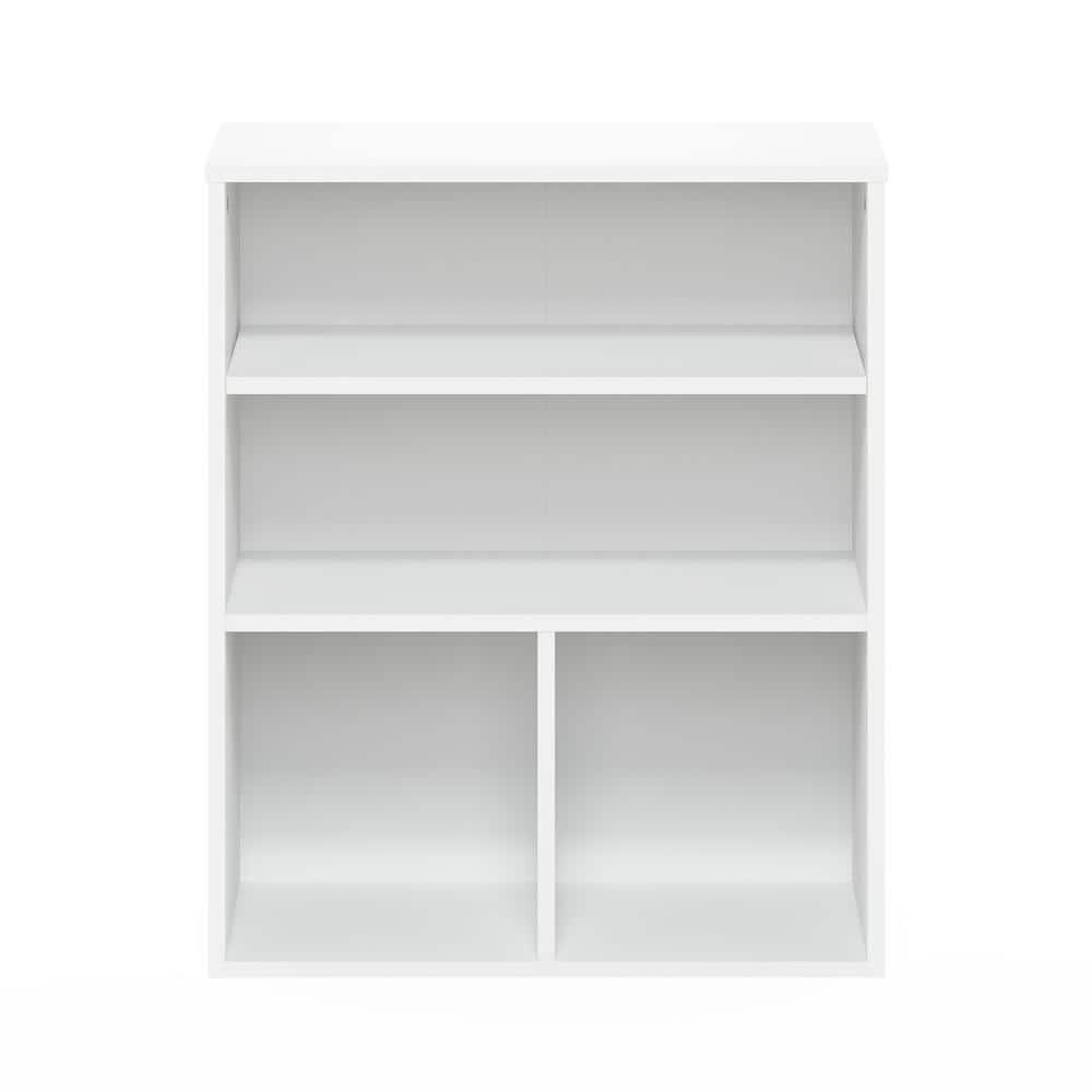 Furinno 3-Tier Open Bookcase Multipurpose Display Rack 3-Cube Storage Bookshelf Cabinet with Adjustable Shelves,White