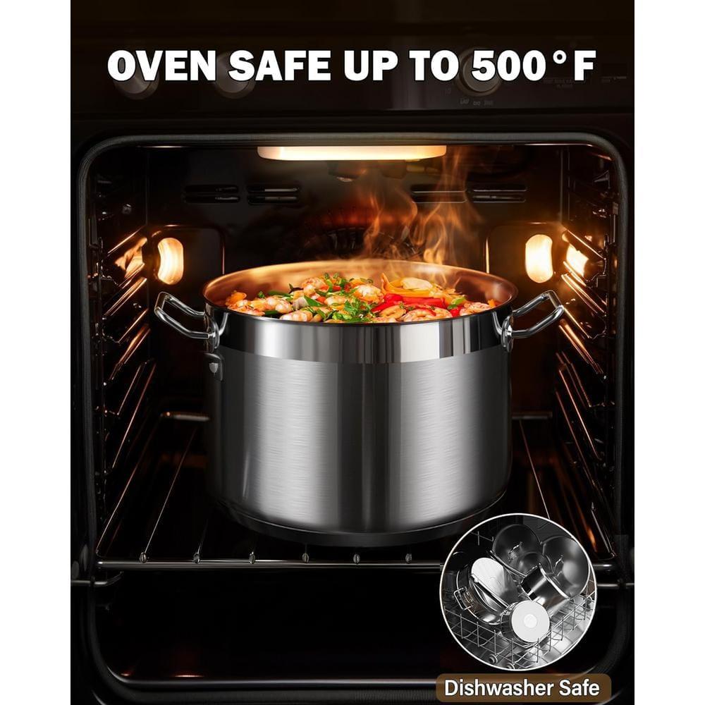 Cooks Standard Stainless Steel Stockpots, 20 Quart Professional Grade Large Stock Pot with Lid, Oven Safe Kitchen Big Pot for Cooking, Ollas de Cocina