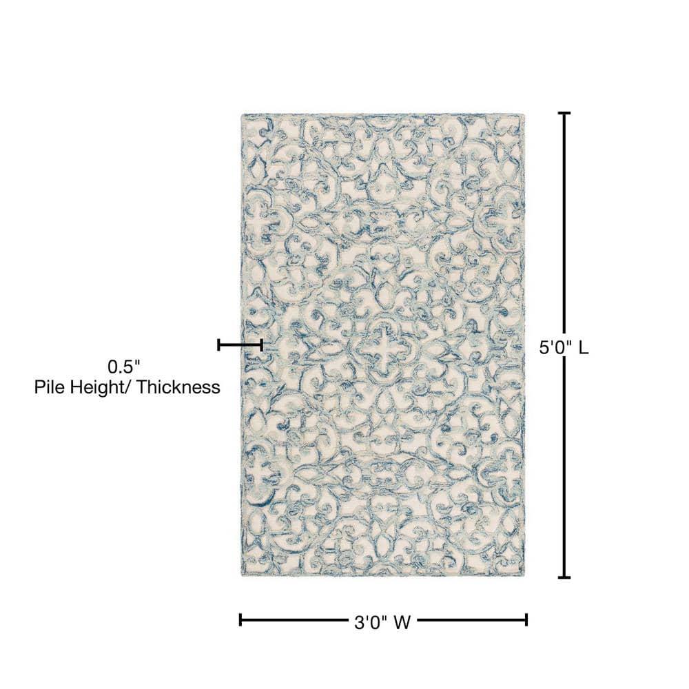 Trace TRC103 Hand Tufted Area Rug - Blue/Ivory - 3'x5' - Safavieh.