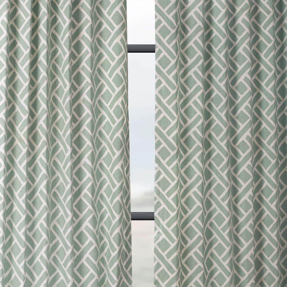 Martinique Aqua Printed Cotton Curtain (1 Panel), Martinique Aqua, 50W X 108L