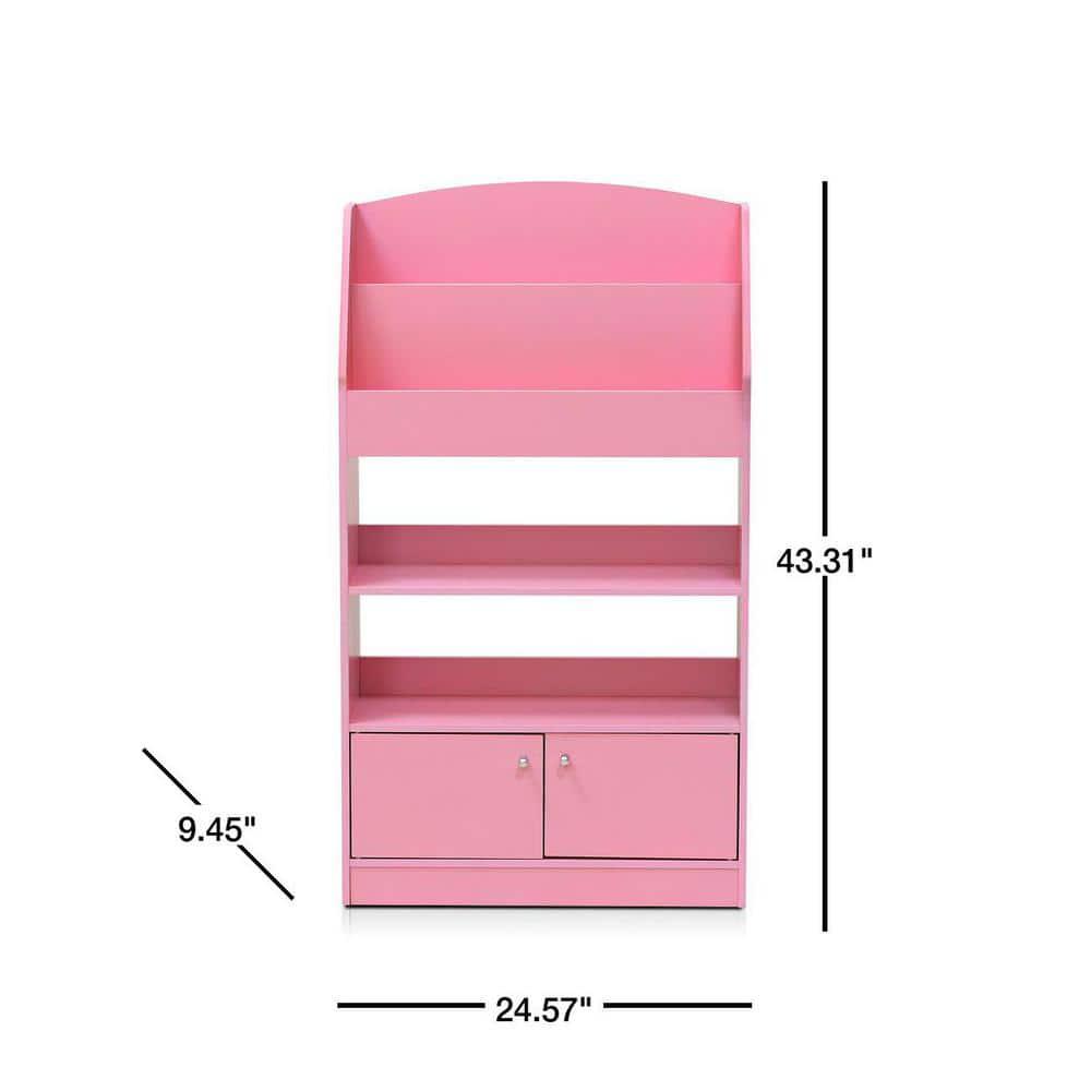 Kidkanac Magazine & Bookshelf with Toy Storage Cabinet, Pink