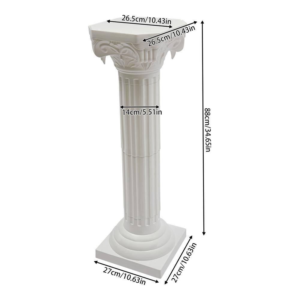 2Pcs European Style Roman Columns Wedding Column Stand Roman Pillar Plastic Greek Column Statue Plant Stand Wedding Event Party Decorative Column Pedestal Flower Pot Holder Decor (10.63x34.65 Inch)